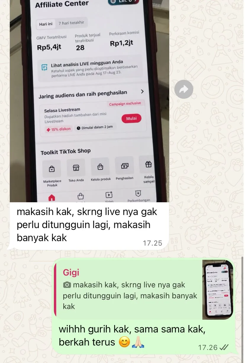 Hasil penjualan pengguna AFITIK